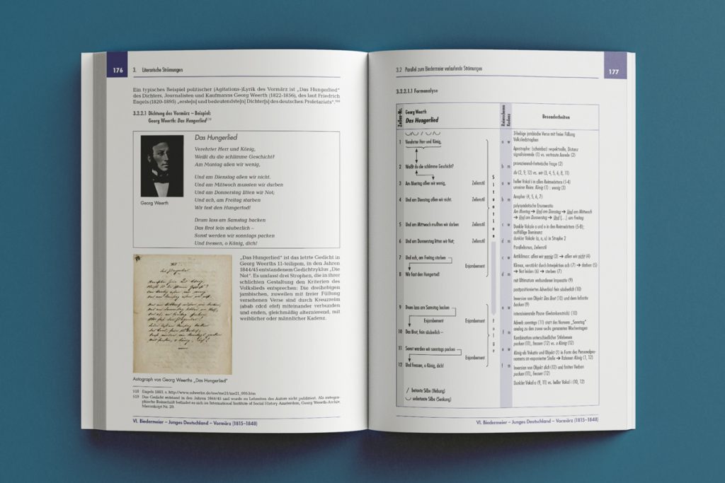 Doppelseite Layout Lehrbuch Deutsche Literaturgeschichte