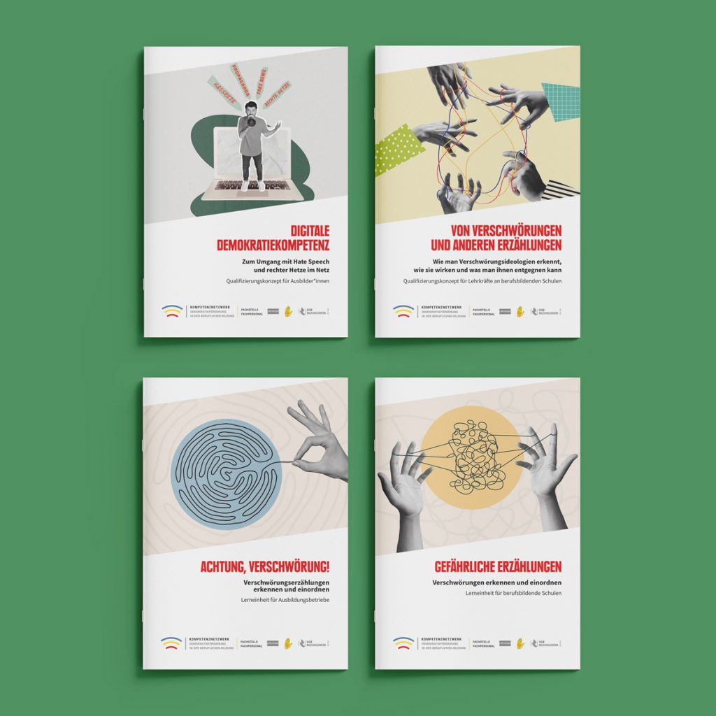 Gestaltung von vier Broschüren für Demokratiebildung