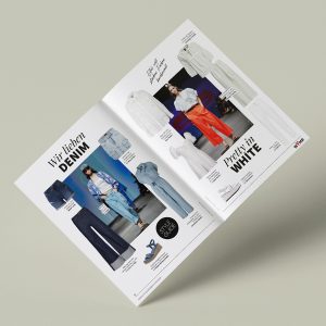 Layout eine Doppelseite für ein Shopping-Magazin